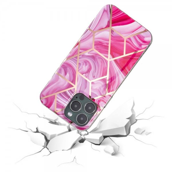 iPhone 15 Pro Kuori Marmorikuviointi Vaaleanpunainen Punainen