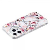 iPhone 15 Pro Kuori Marmorikuvio Ruusut Pinkki
