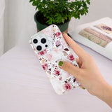 iPhone 15 Pro Kuori Marmorikuvio Ruusut Pinkki