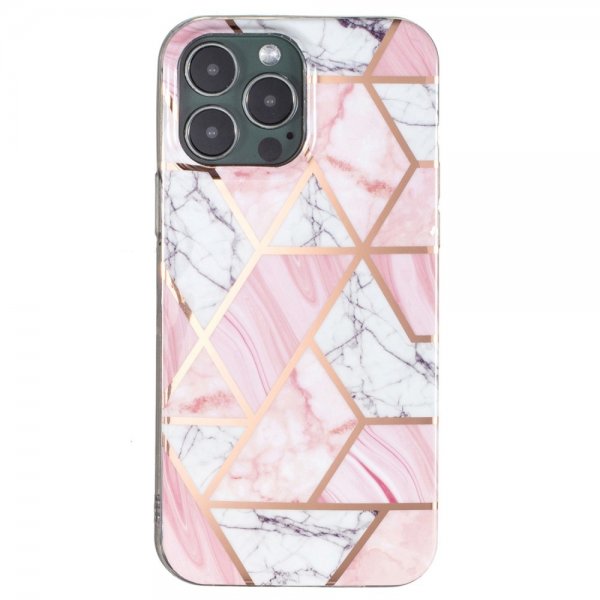 iPhone 15 Pro Kuori Marmorikuvio Valkoinen Vaaleanpunainen