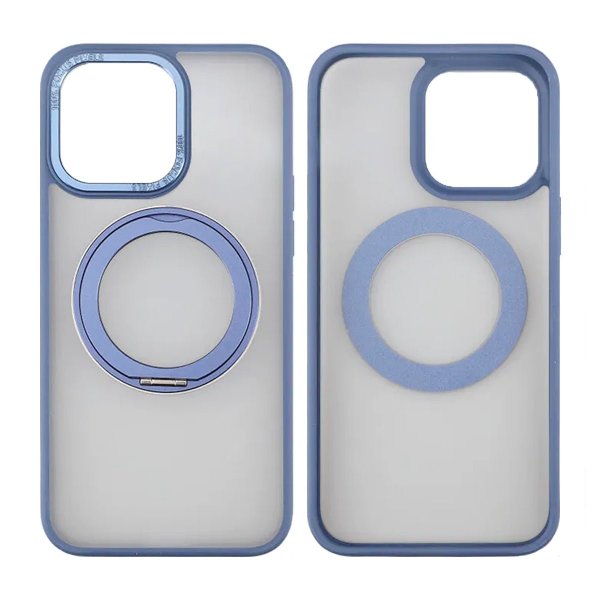 Rvelon iPhone 15 Pro -kuori pyörivällä MagSafe-jalustalla, sininen