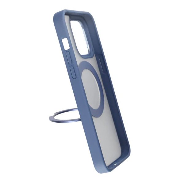 Rvelon iPhone 15 Pro -kuori pyörivällä MagSafe-jalustalla, sininen