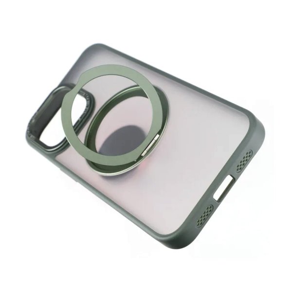 Rvelon iPhone 15 Pro -kuoret kääntyvällä MagSafe-jalustalla, vihreä
