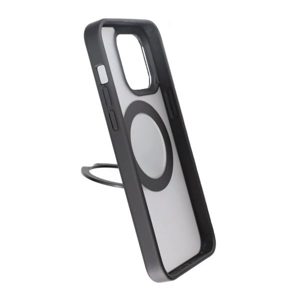 Rvelon iPhone 15 Pro -kuori, pyörivä MagSafe-jalusta, mattamusta