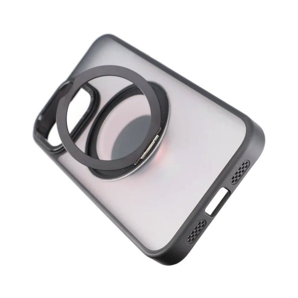 Rvelon iPhone 15 Pro -kuori, pyörivä MagSafe-jalusta, mattamusta