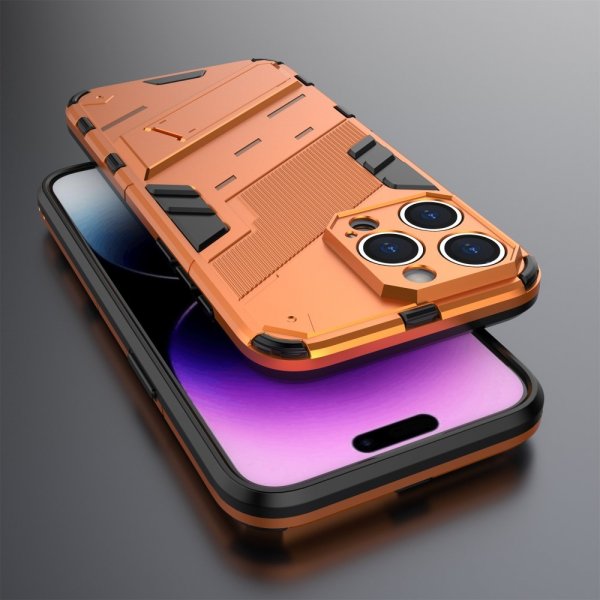 iPhone 15 Pro -kuoret oranssilla jalustalla