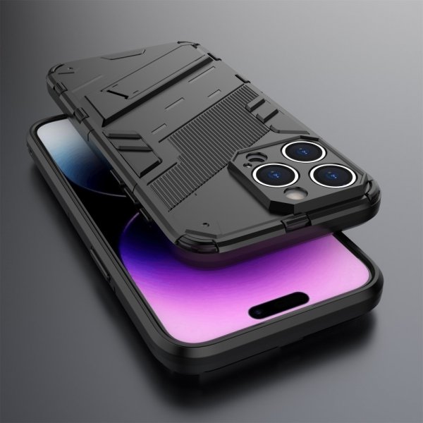 iPhone 15 Pro -kuoret jalustalla, musta