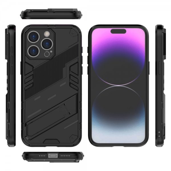 iPhone 15 Pro -kuoret jalustalla, musta