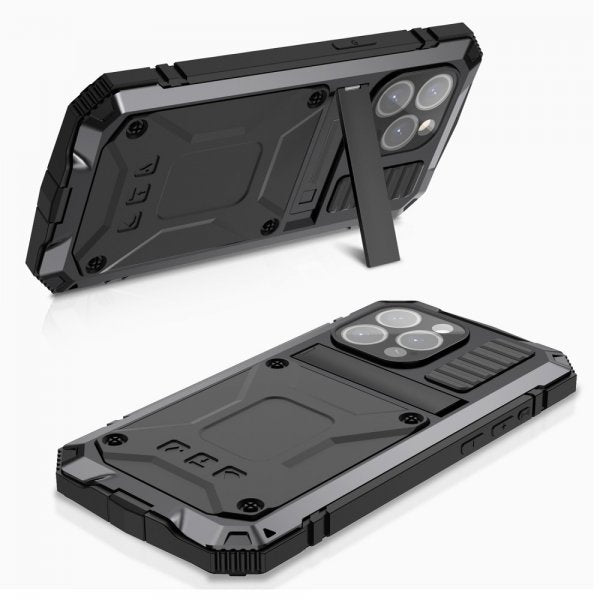 R-JUST iPhone 15 Pro Kuori Metalli Iskunkestävä Musta