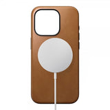 Nomad iPhone 15 Pro -suojakuori, moderni nahkakuori, English Tan