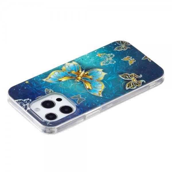 iPhone 15 Pro -kotelo kimalteleva perhoskuvio
