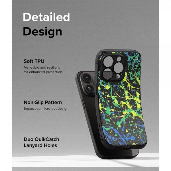 Ringke iPhone 15 Pro -suojakuori, Onyx Design Action Painting