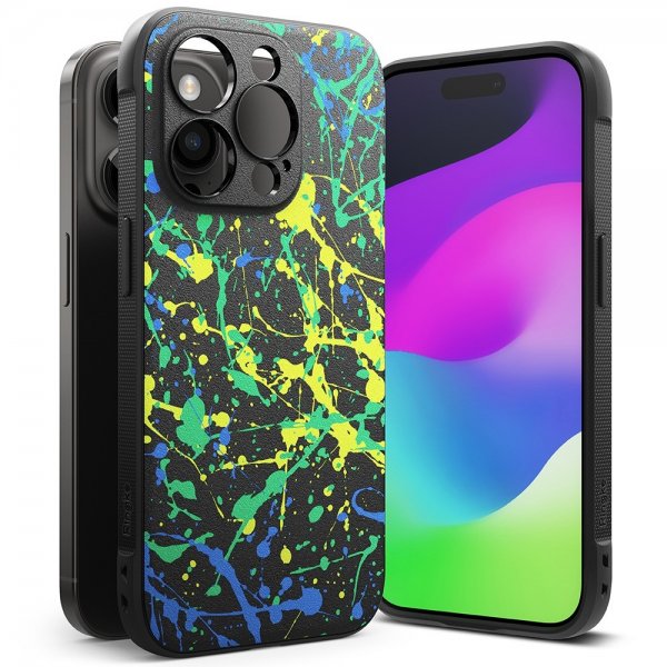 Ringke iPhone 15 Pro -suojakuori, Onyx Design Action Painting