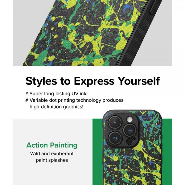 Ringke iPhone 15 Pro -suojakuori, Onyx Design Action Painting