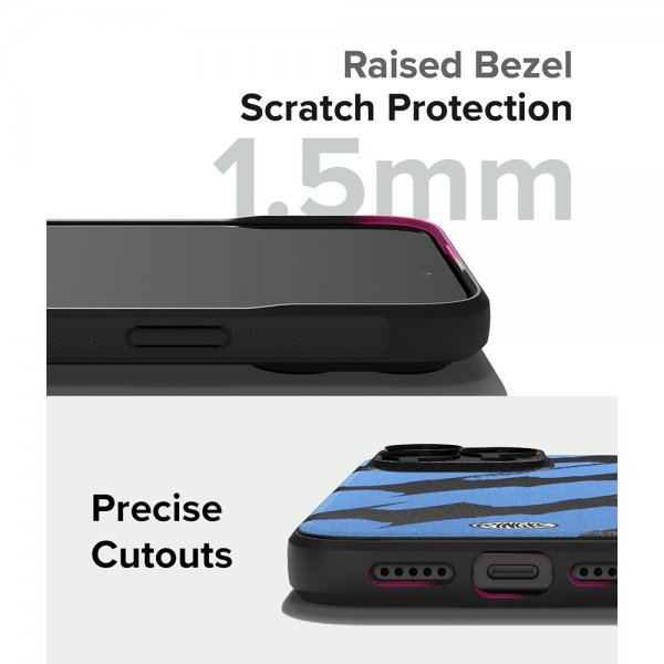 Ringke iPhone 15 Pro -suojakuori, Onyx Design, Blue Brush