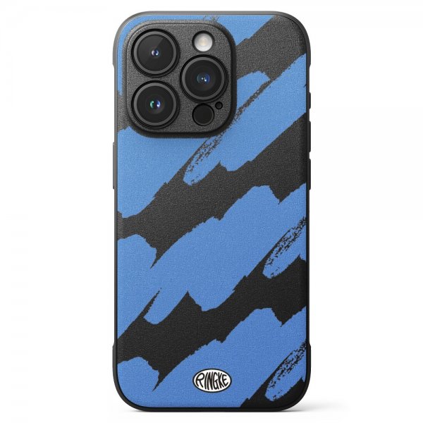 Ringke iPhone 15 Pro -suojakuori, Onyx Design, Blue Brush