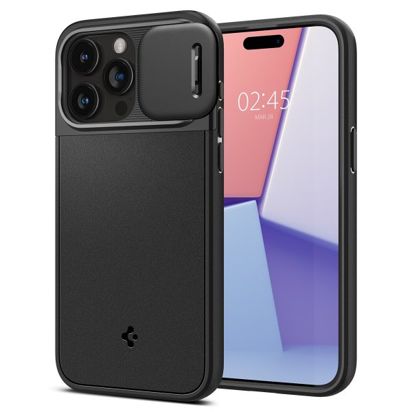 Spigen iPhone 15 Pro -suojakuori Optik Armor MagFit Musta
