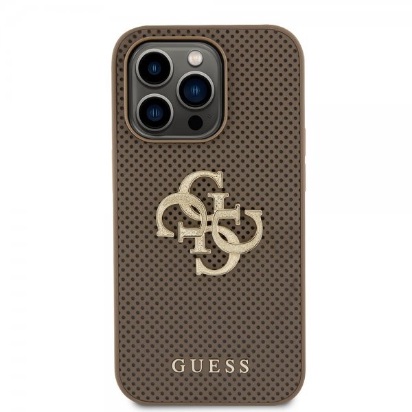 Guess iPhone 15 Pro kuoret Perforated Glitter Ruskea