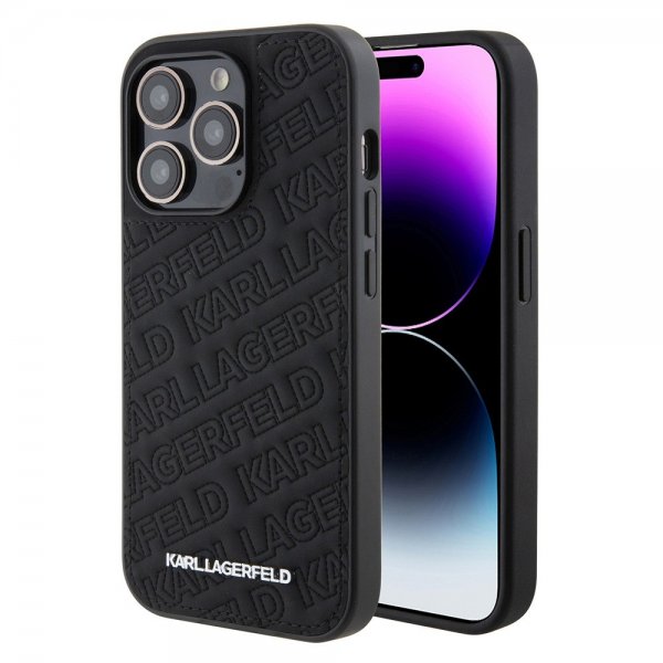 Karl Lagerfeld iPhone 15 Pro Kuori Quilted K Pattern Musta