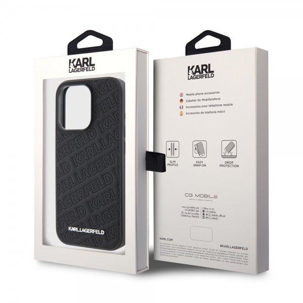 Karl Lagerfeld iPhone 15 Pro Kuori Quilted K Pattern Musta