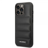 Karl Lagerfeld iPhone 15 Pro -suojakuori Quilted Nylon Puffy Case Logo Plate, musta