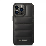 Karl Lagerfeld iPhone 15 Pro -suojakuori Quilted Nylon Puffy Case Logo Plate, musta