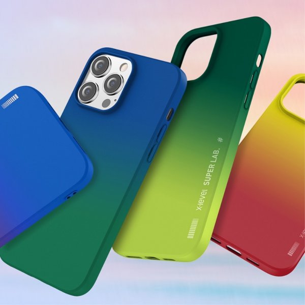 X-Level iPhone 15 Pro -kuori Rainbow Series Vihreä