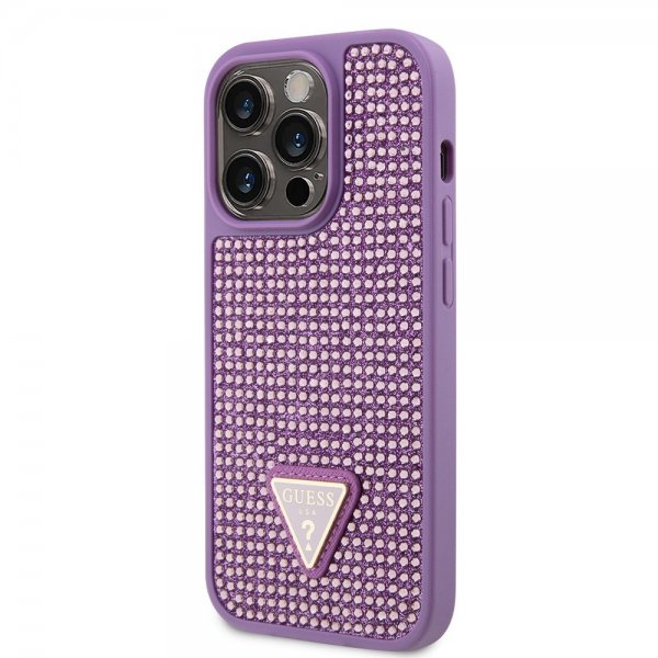 Guess iPhone 15 Pro kuori tekojalokivillä, violetti