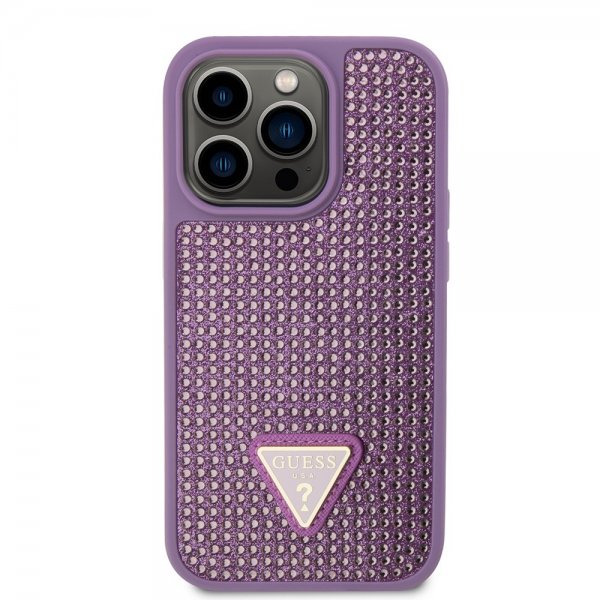 Guess iPhone 15 Pro kuori tekojalokivillä, violetti