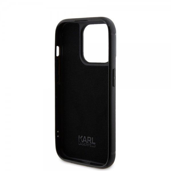 Karl Lagerfeld iPhone 15 Pro Rhinestone Suojakuori Musta
