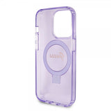 Guess iPhone 15 Pro Kuori Ring Stand Glitter MagSafe Violetti