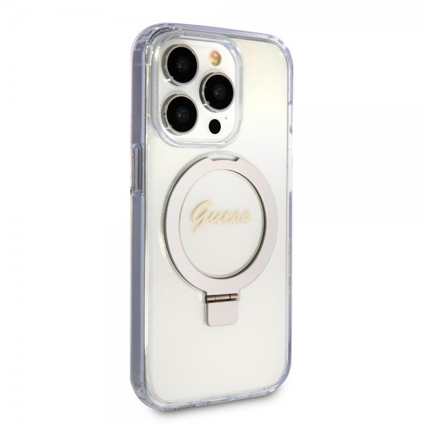 Guess iPhone 15 Pro Kuori Sormusteline Glitter MagSafe Läpinäkyvä