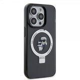 Karl Lagerfeld iPhone 15 Pro Kuori Ring Stand MagSafe Musta