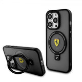 Ferrari iPhone 15 Pro -kuori rengasjalustalla, MagSafe, musta