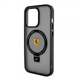 Ferrari iPhone 15 Pro -kuori rengasjalustalla, MagSafe, musta
