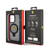 Ferrari iPhone 15 Pro -kuori rengasjalustalla, MagSafe, musta