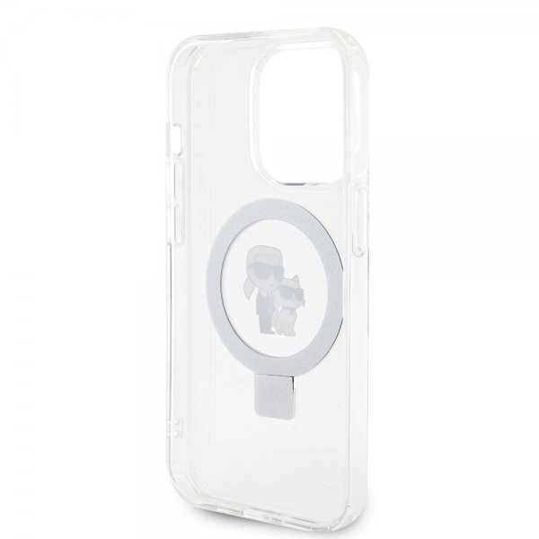 Karl Lagerfeld iPhone 15 Pro Kuori Ring Stand MagSafe Valkoinen