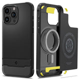 Spigen iPhone 15 Pro -suojakuori, Rugged Armor MagFit, mattamusta