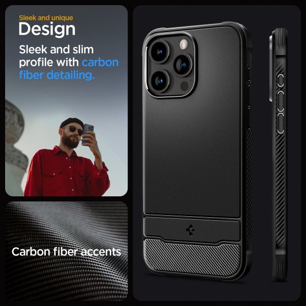 Spigen iPhone 15 Pro -suojakuori, Rugged Armor MagFit, mattamusta