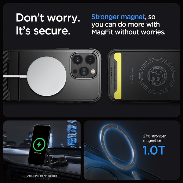 Spigen iPhone 15 Pro -suojakuori, Rugged Armor MagFit, mattamusta