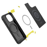 Spigen iPhone 15 Pro -suojakuori, Rugged Armor MagFit, mattamusta
