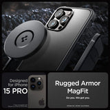 Spigen iPhone 15 Pro -suojakuori, Rugged Armor MagFit, mattamusta
