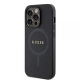 Guess iPhone 15 Pro Saffiano MagSafe -suojakuori, musta