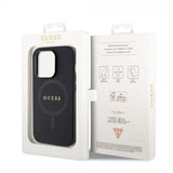Guess iPhone 15 Pro Saffiano MagSafe -suojakuori, musta