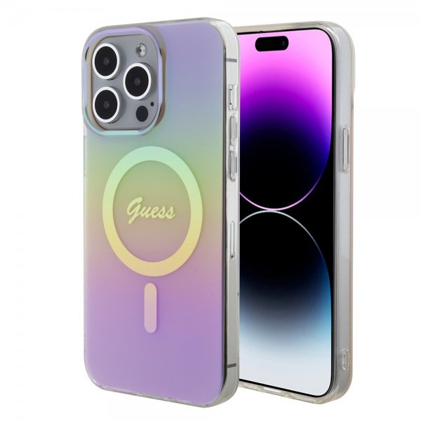 Guess iPhone 15 Pro -kuori Script MagSafe, vaaleanpunainen