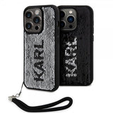 Karl Lagerfeld iPhone 15 Pro Kuori Paljetti Musta