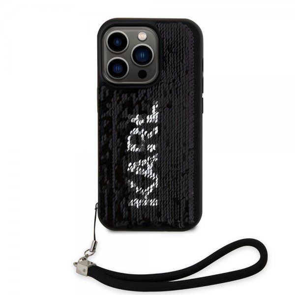 Karl Lagerfeld iPhone 15 Pro Kuori Paljetti Musta