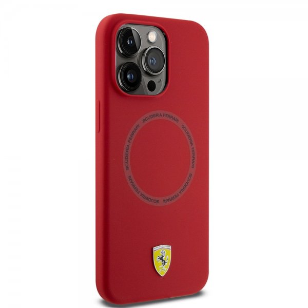 Ferrari iPhone 15 Pro -silikonisuojakuori MagSafe - punainen