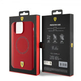 Ferrari iPhone 15 Pro -silikonisuojakuori MagSafe - punainen