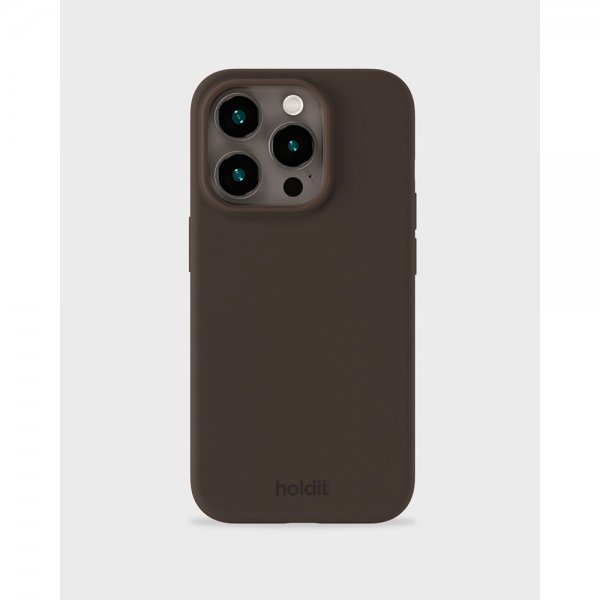 holdit iPhone 15 Pro -silikonikuori, suklaanruskea